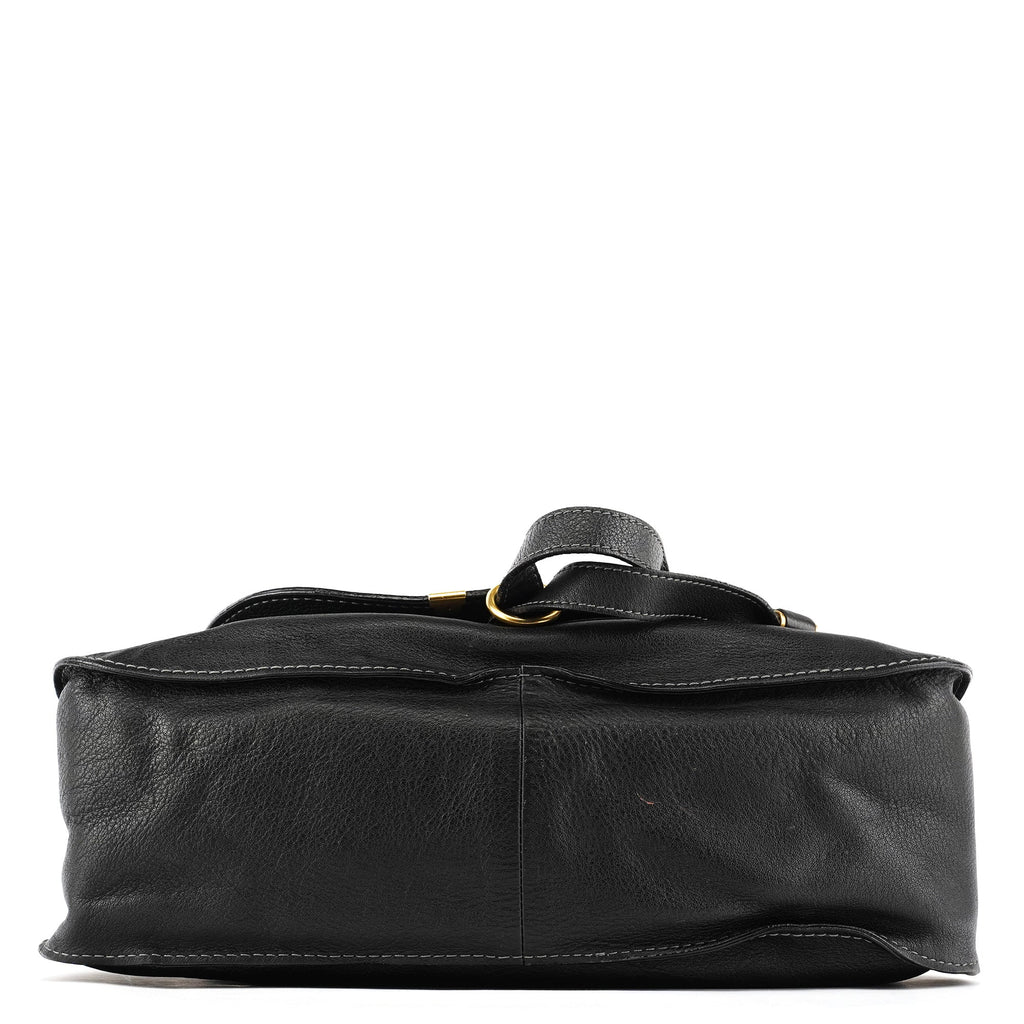 Black Leather Marcie Shoulder Bag