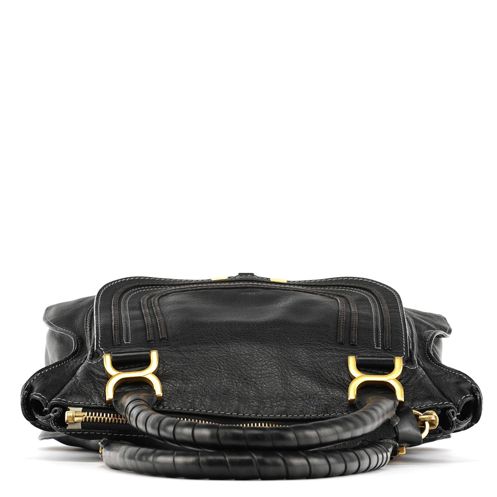 Black Leather Marcie Shoulder Bag