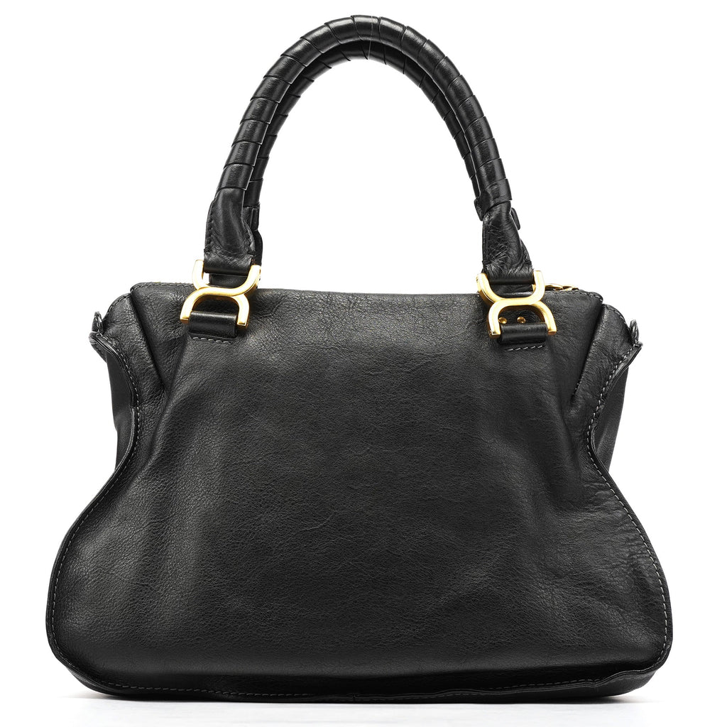 Black Leather Marcie Shoulder Bag