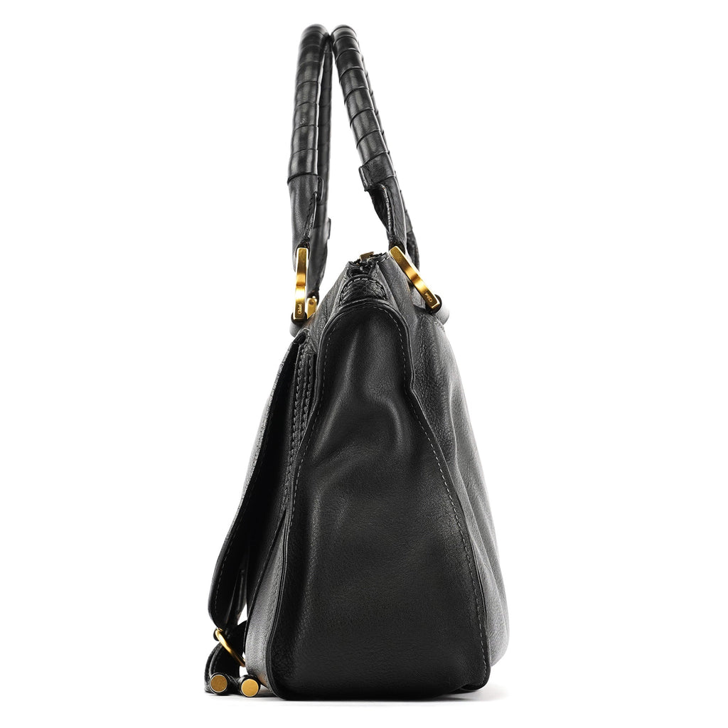 Black Leather Marcie Shoulder Bag