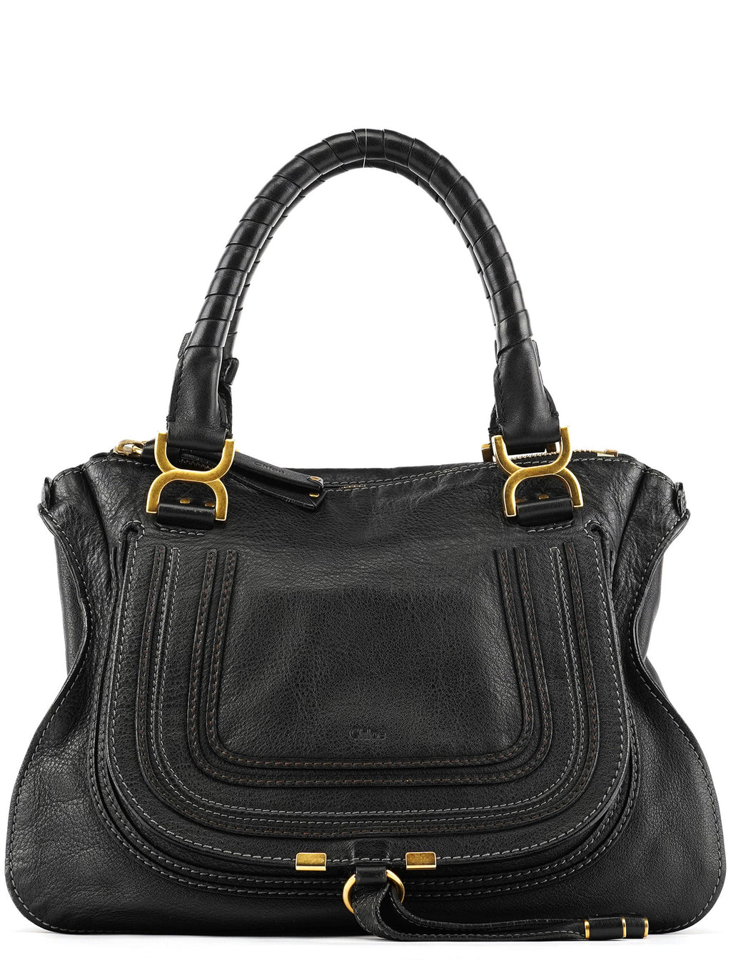Black Leather Marcie Shoulder Bag