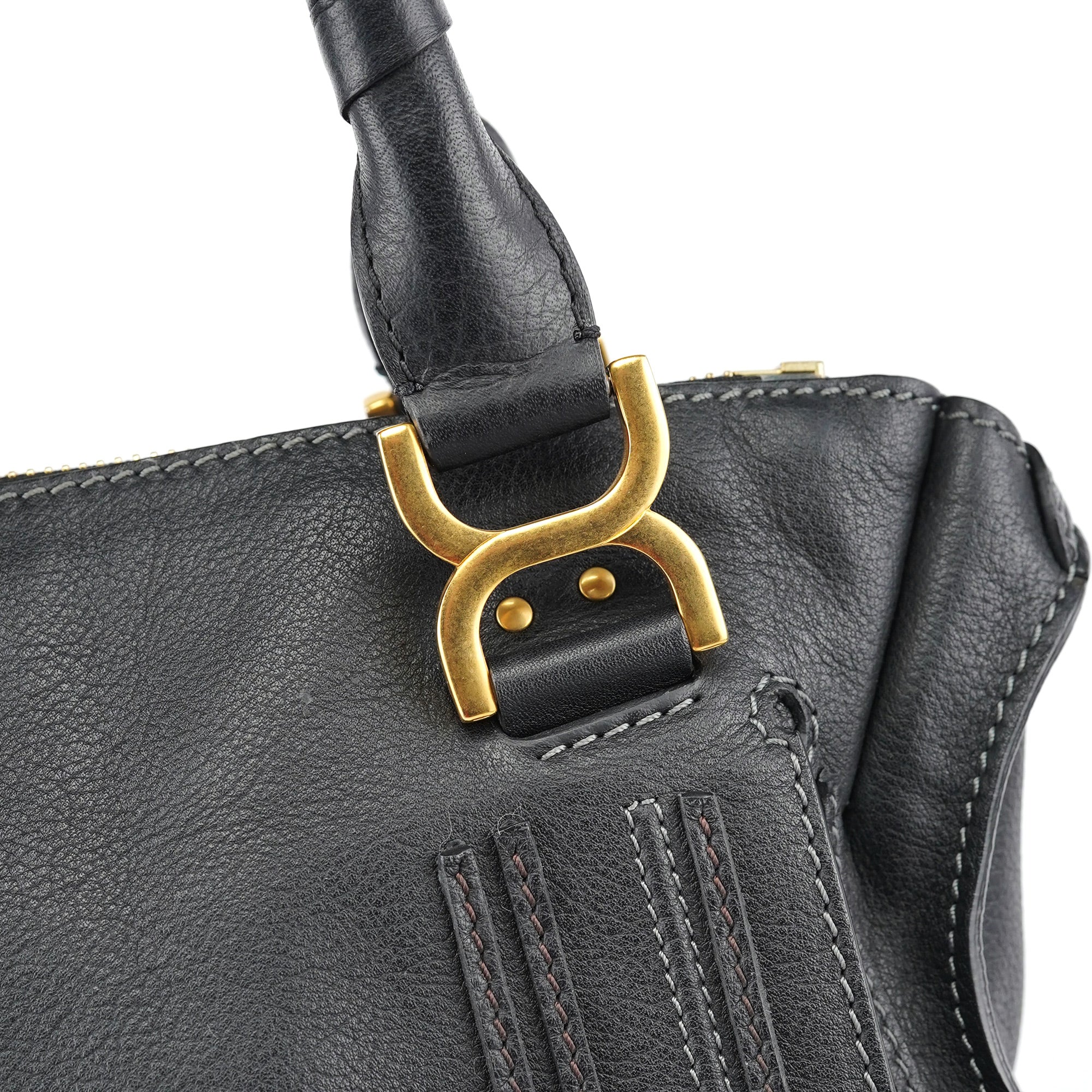 Black Leather Marcie Tote Bag