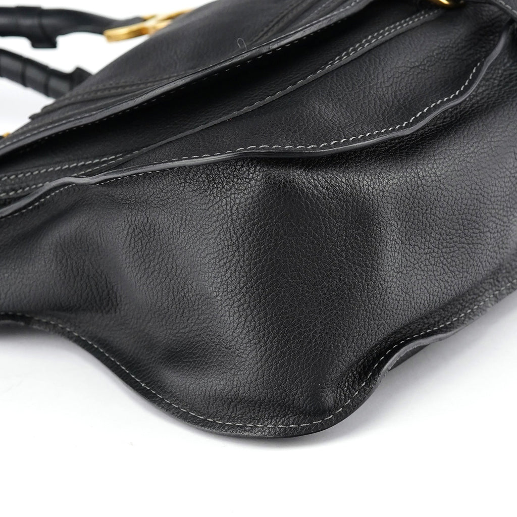Black Leather Marcie Tote Bag