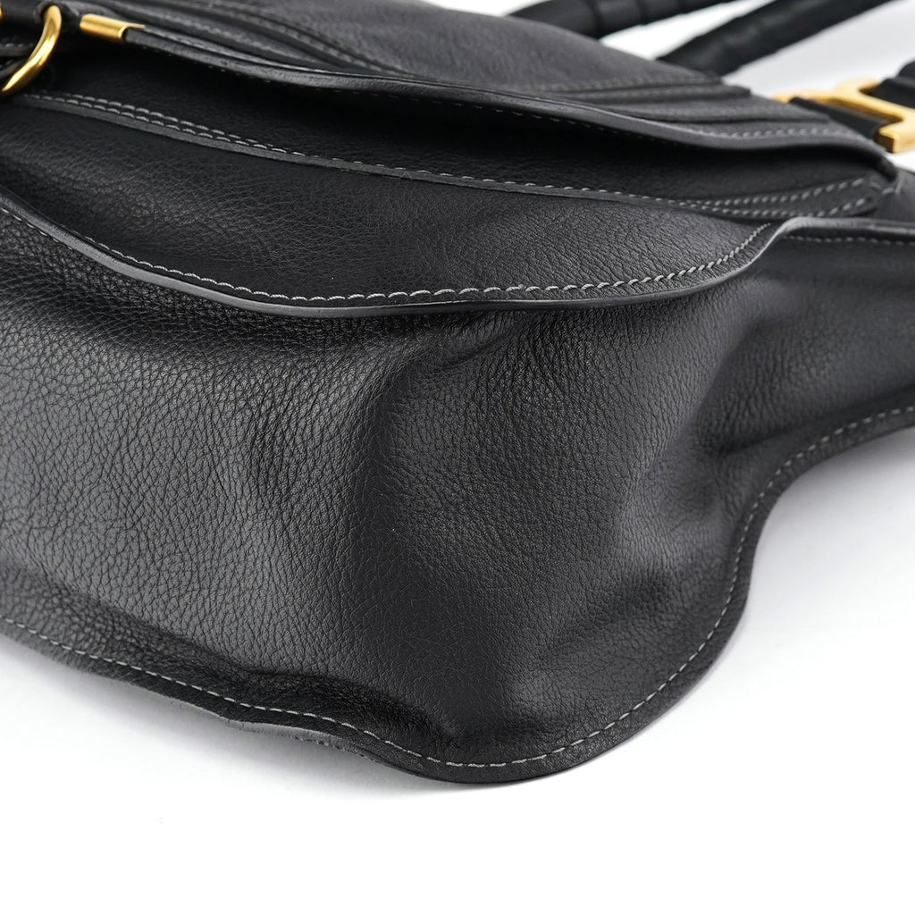 Black Leather Marcie Tote Bag