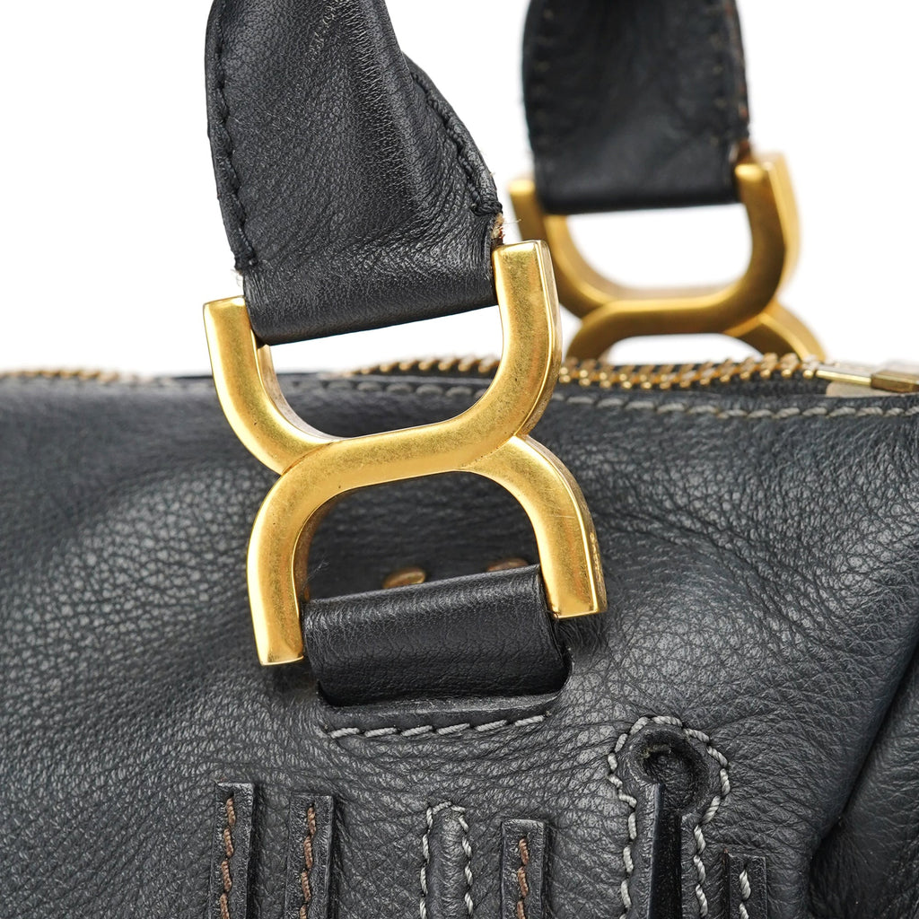 Black Leather Marcie Tote Bag