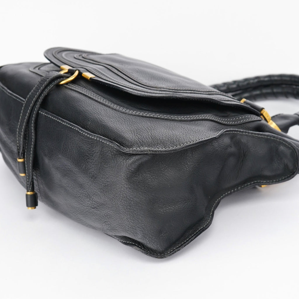 Black Leather Marcie Tote Bag