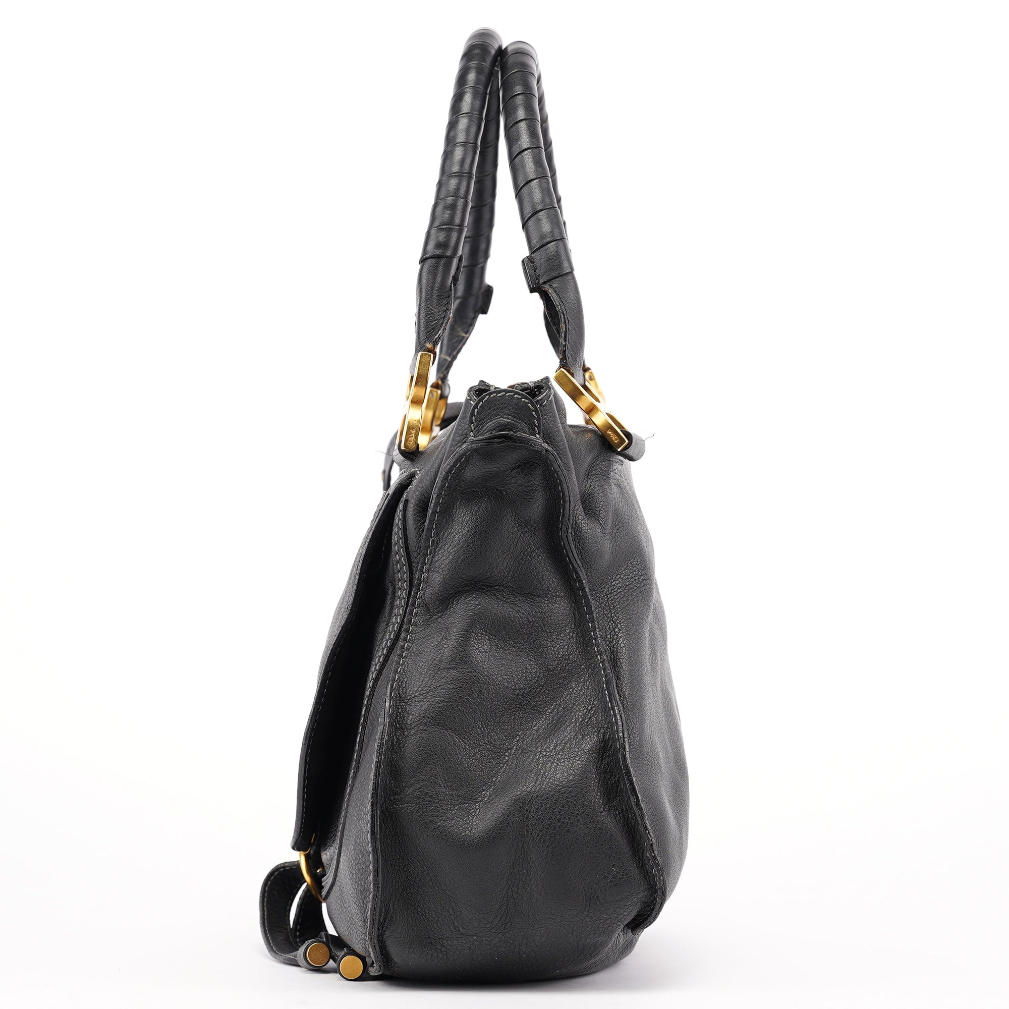 Black Leather Marcie Tote Bag