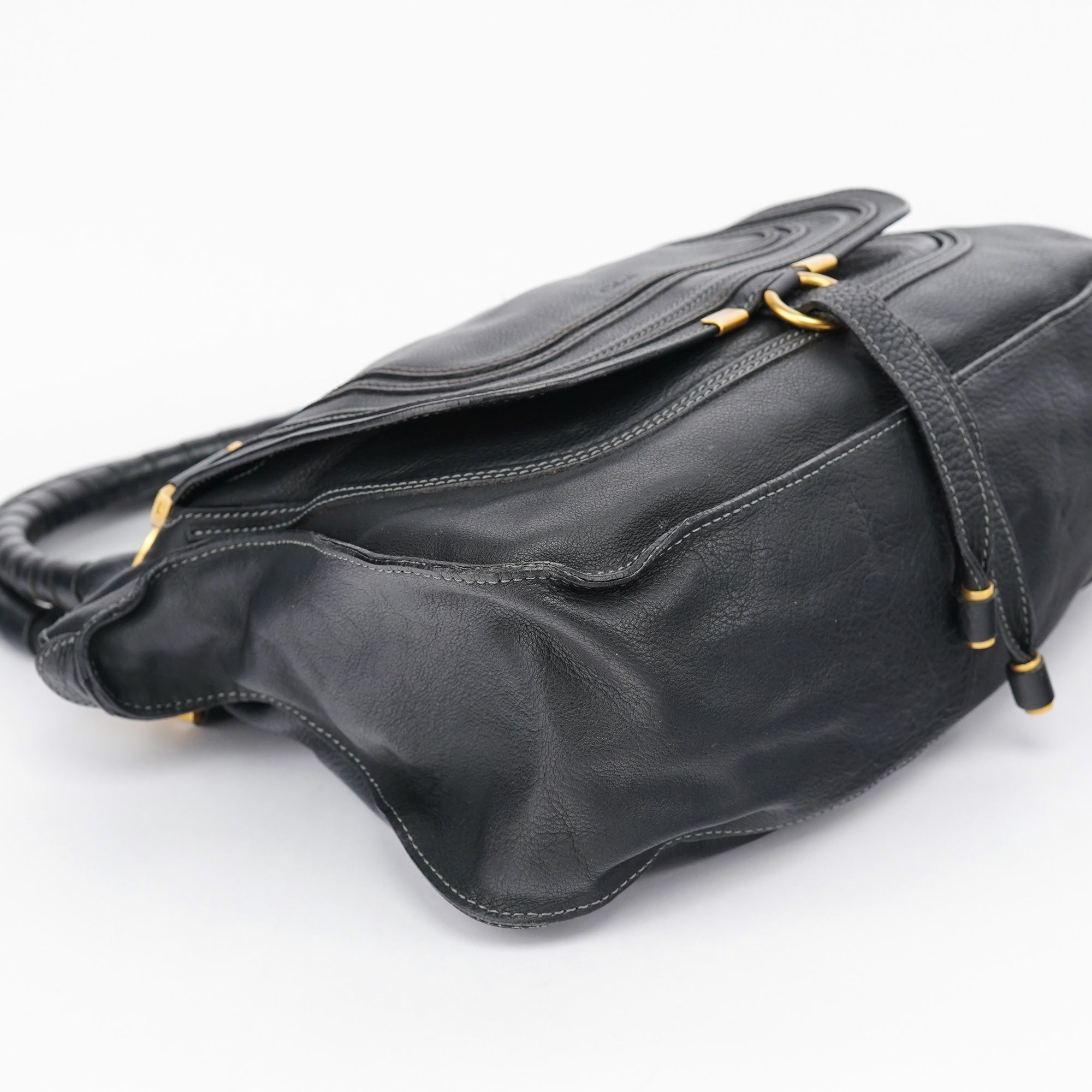 Black Leather Marcie Tote Bag