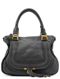 Black Leather Marcie Tote Bag