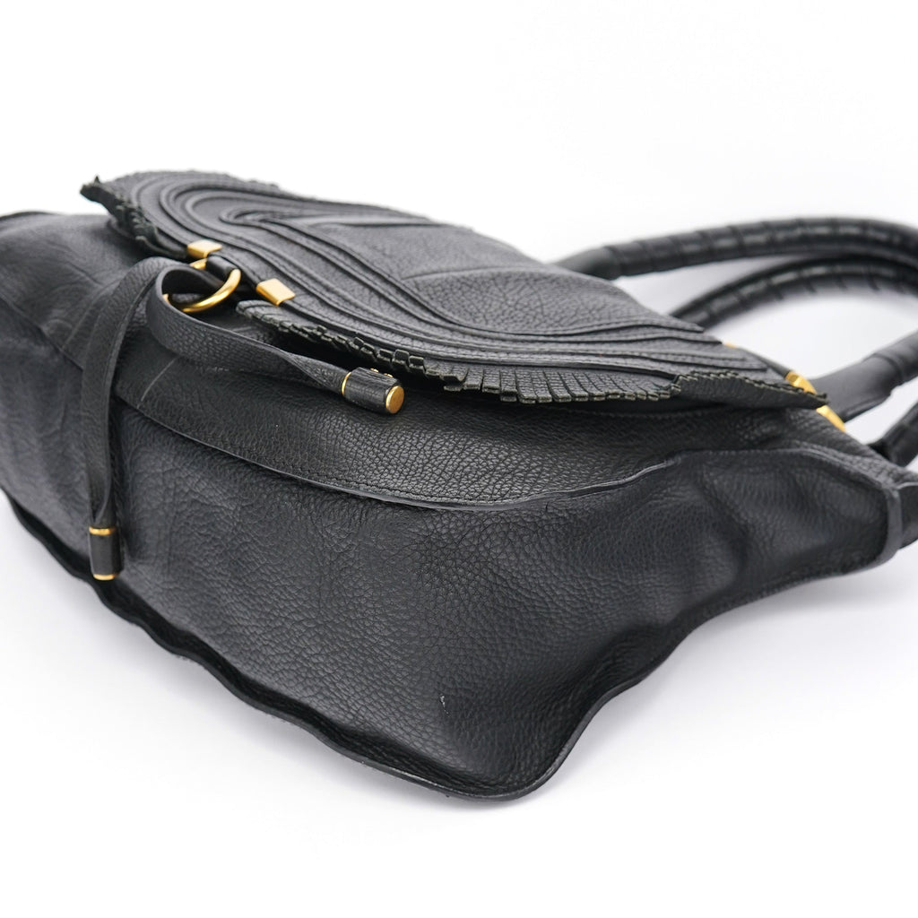Black Leather Marcie Tote Bag