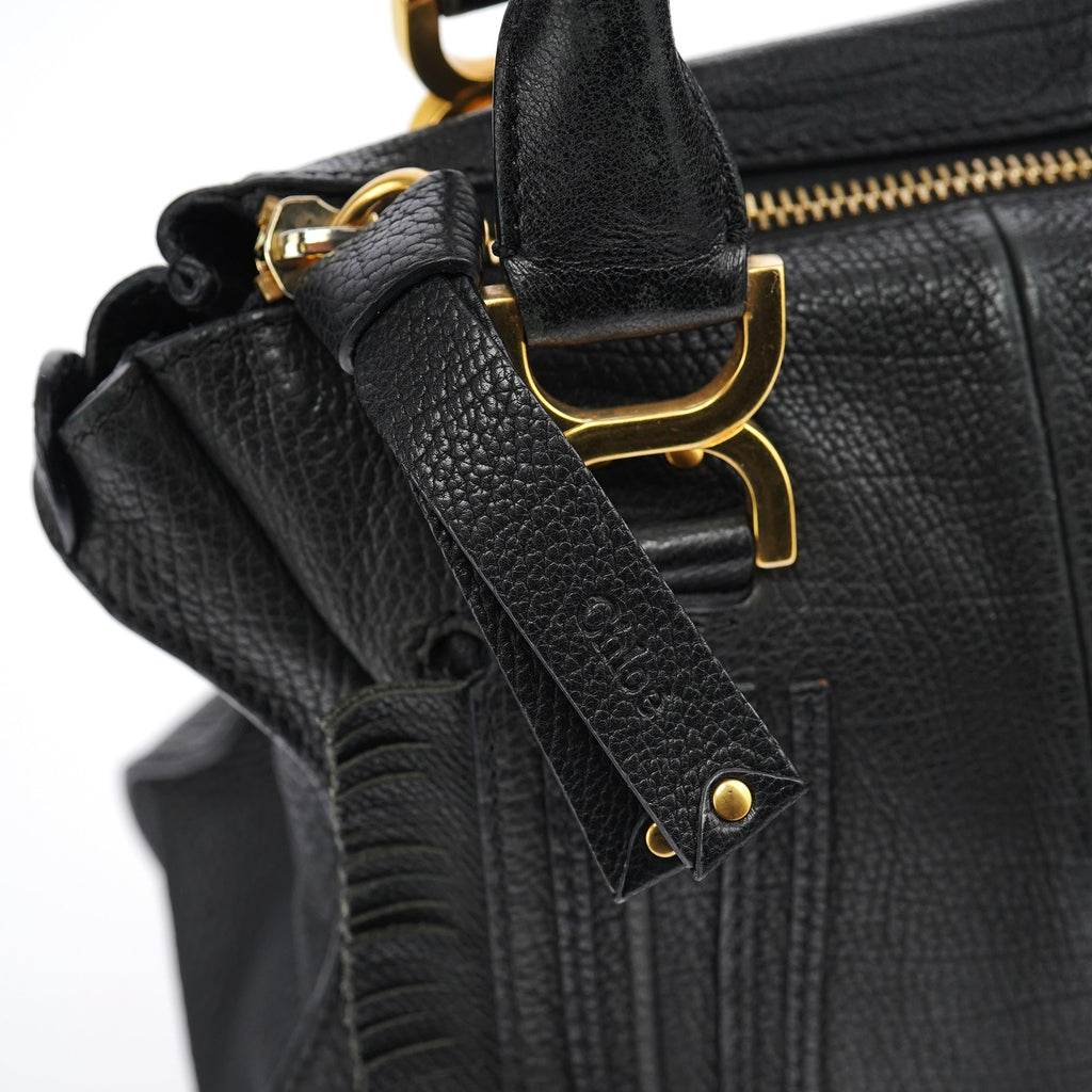 Black Leather Marcie Tote Bag