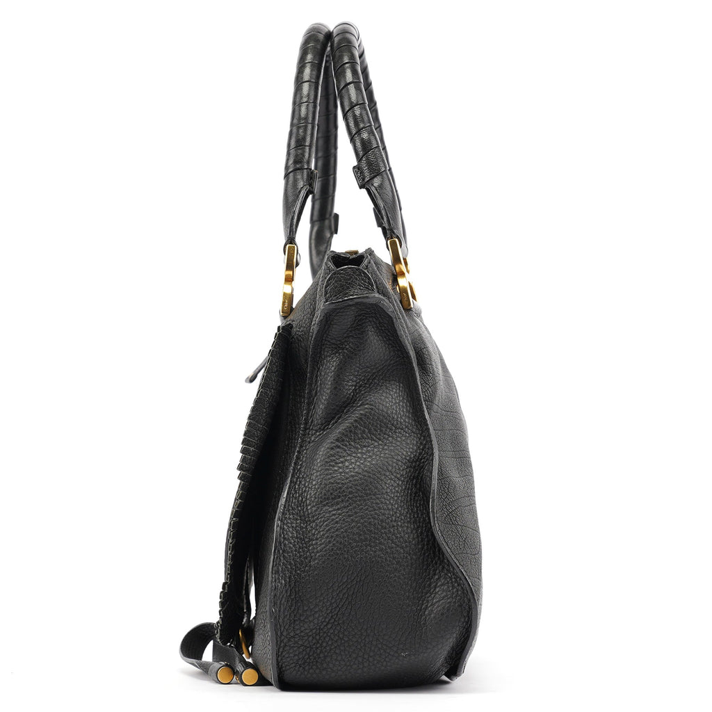 Black Leather Marcie Tote Bag