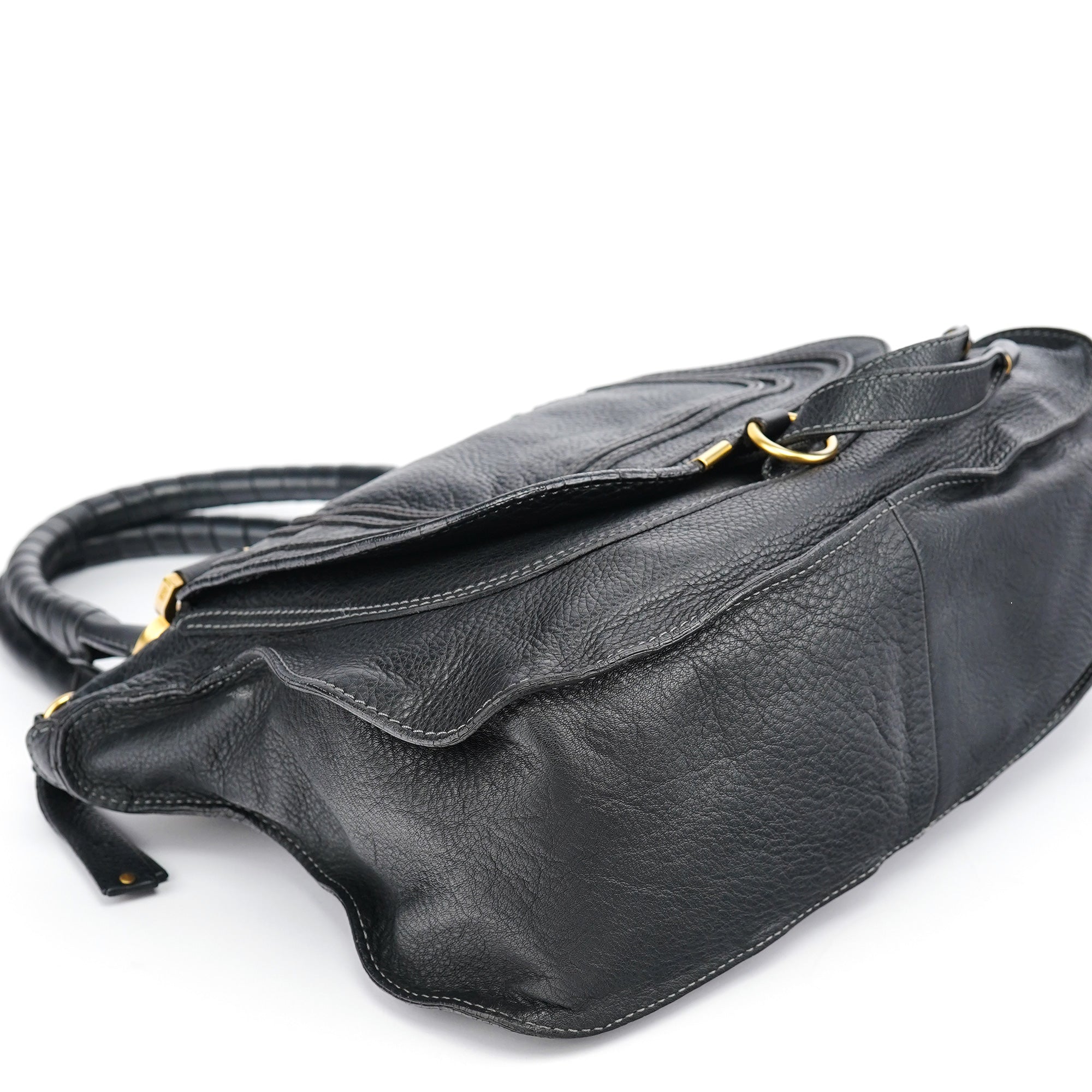 Black Leather Marcie Tote Bag