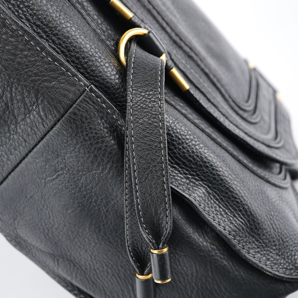 Black Leather Marcie Tote Bag