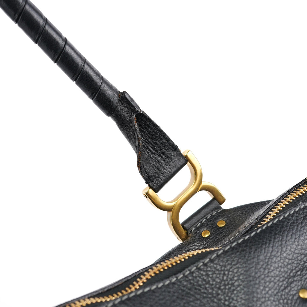 Black Leather Marcie Tote Bag