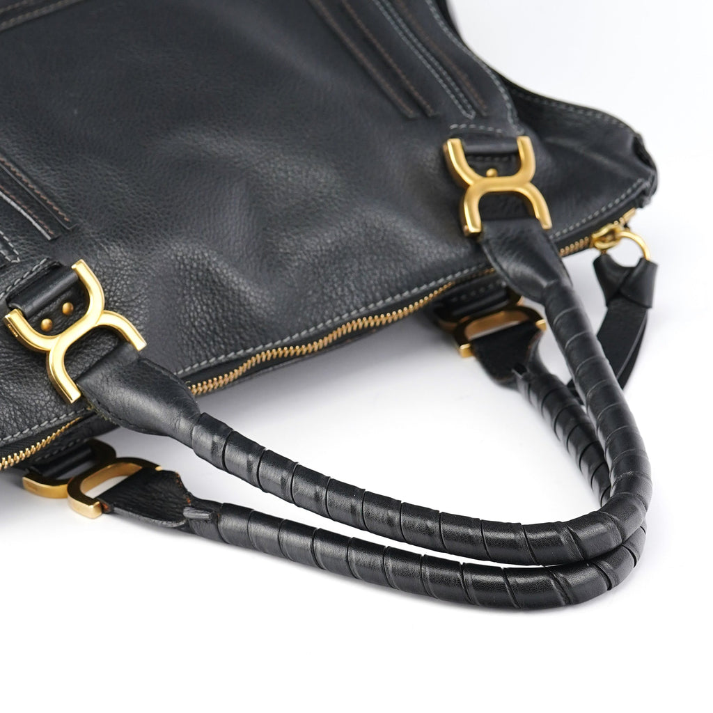 Black Leather Marcie Tote Bag