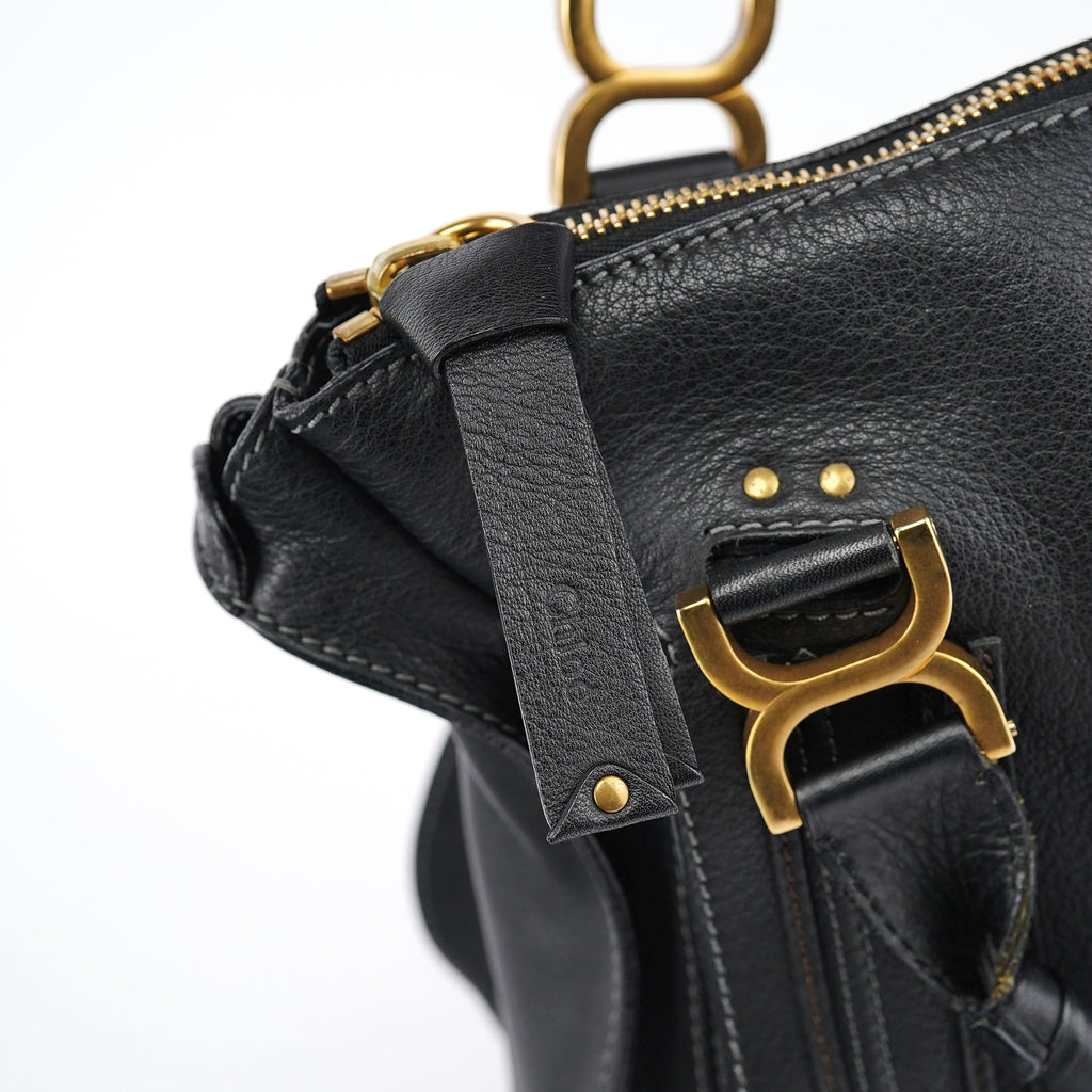 Black Leather Marcie Tote Bag