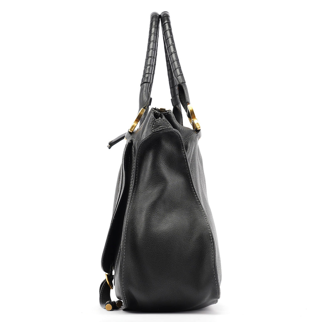 Black Leather Marcie Tote Bag