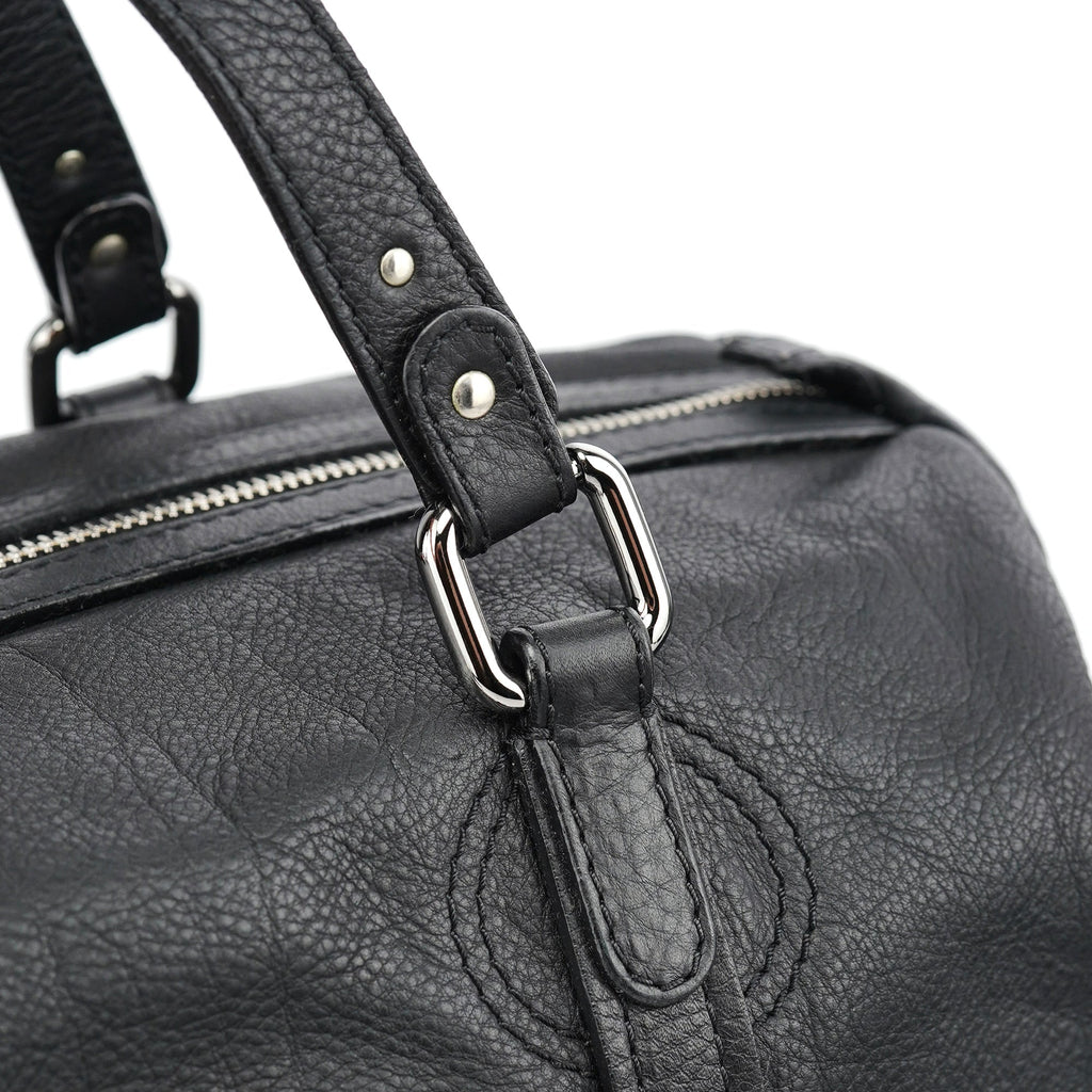 Black Leather Paddington Boston Bag