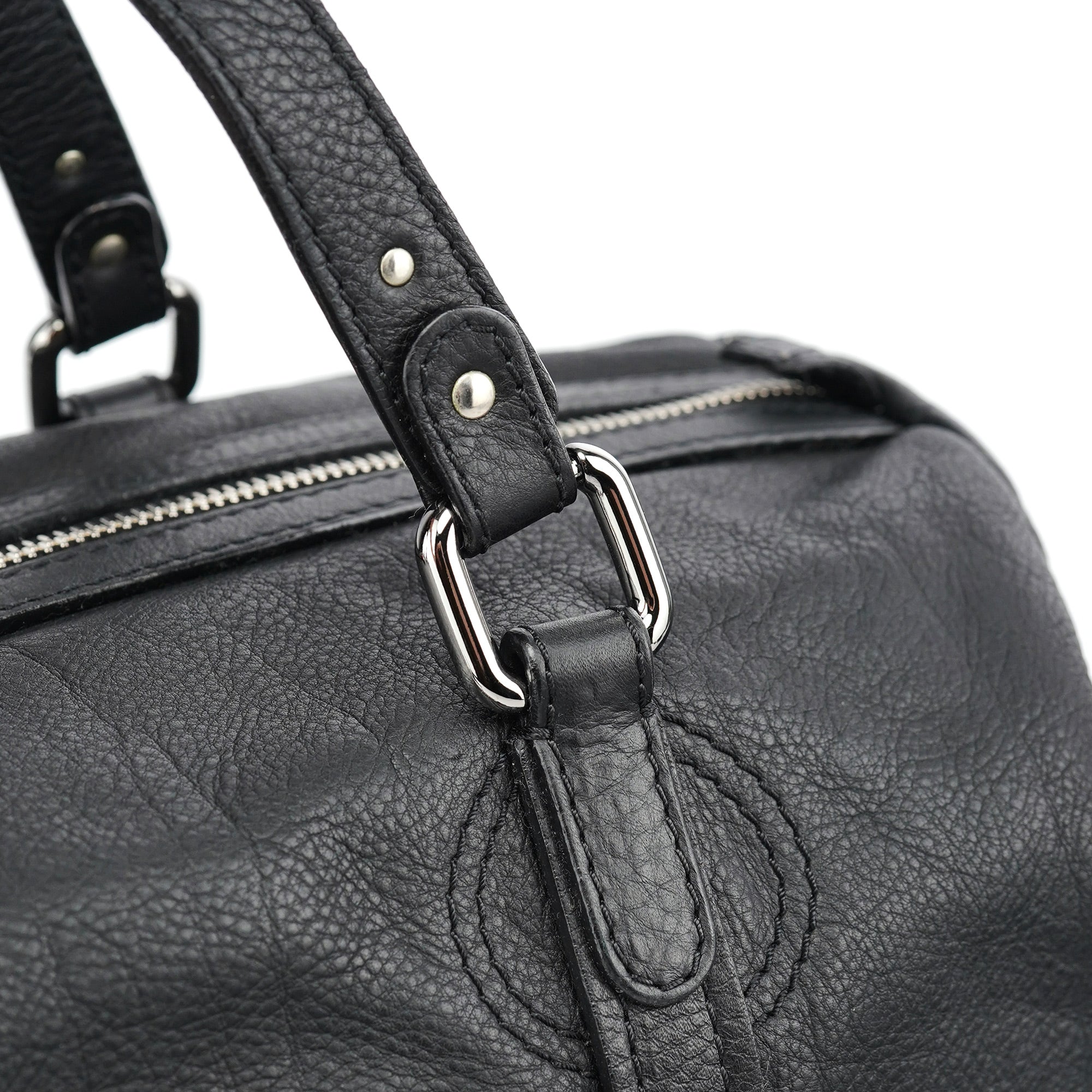 Black Leather Paddington Boston Bag