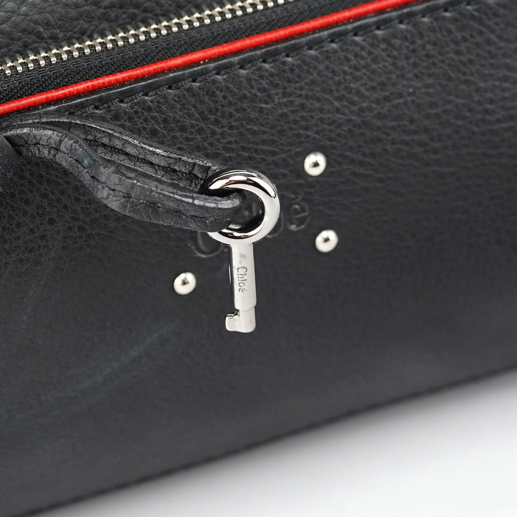 Black Leather Paddington Boston Bag
