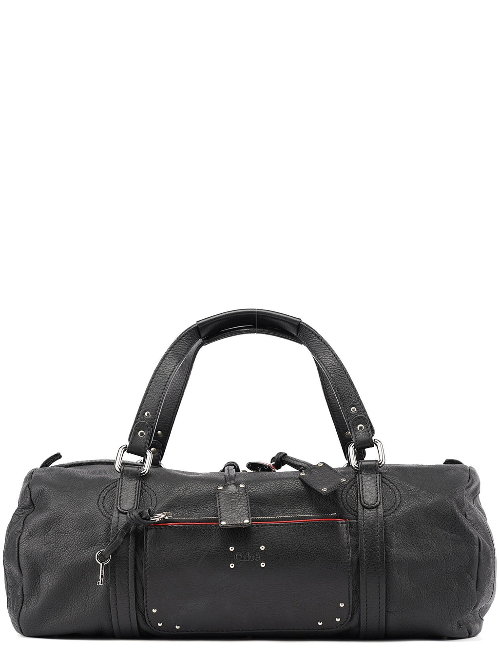 Black Leather Paddington Boston Bag