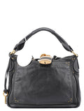 Black Leather Paddington Shoulder Bag