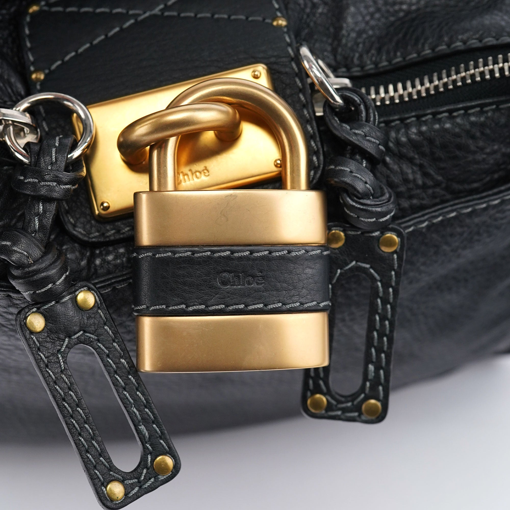 Black Leather Paddington Shoulder Bag