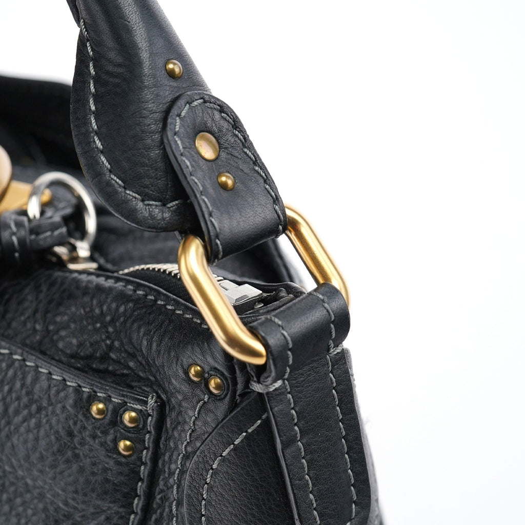 Black Leather Paddington Shoulder Bag