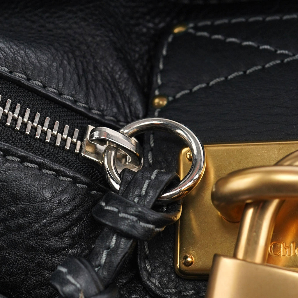 Black Leather Paddington Shoulder Bag