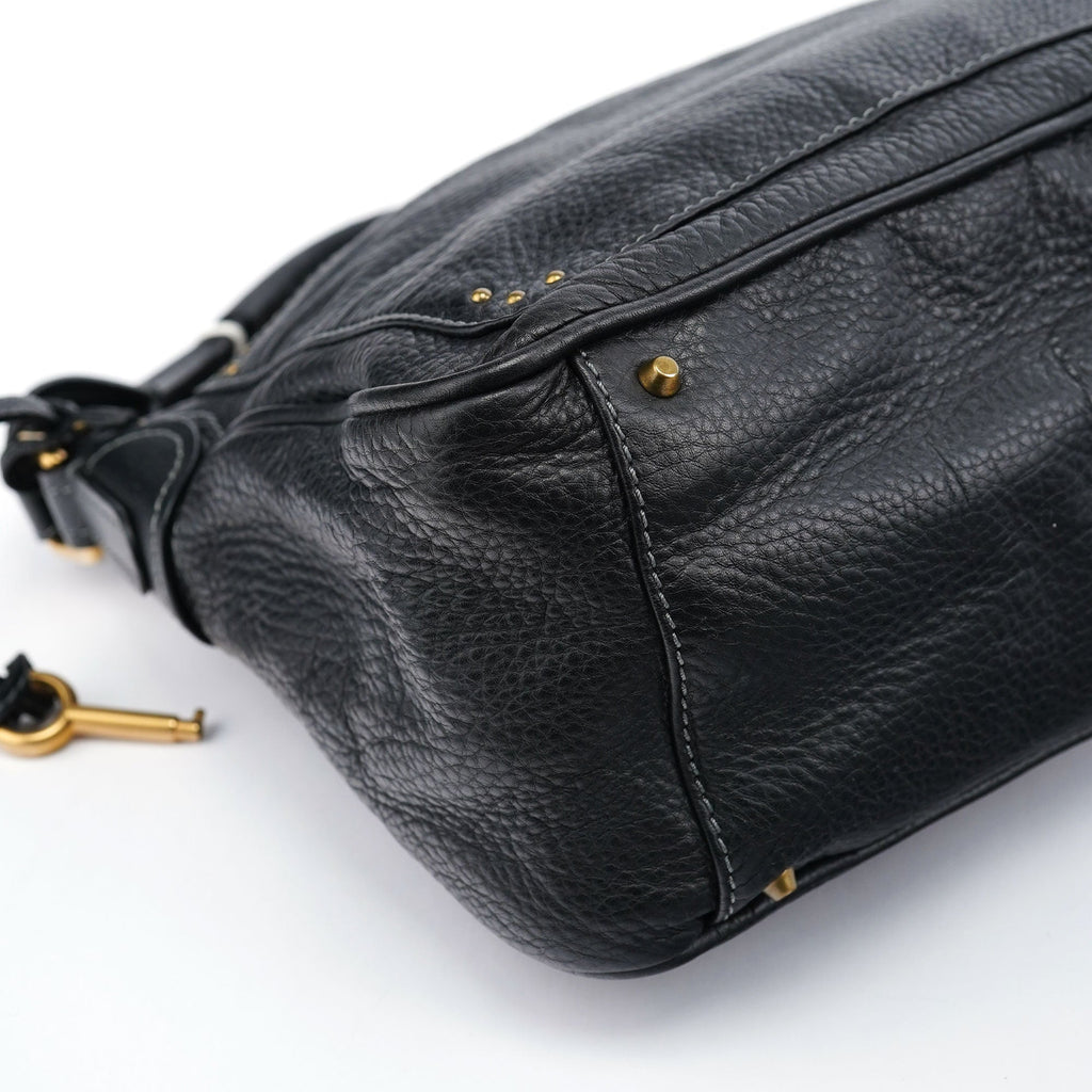 Black Leather Paddington Shoulder Bag