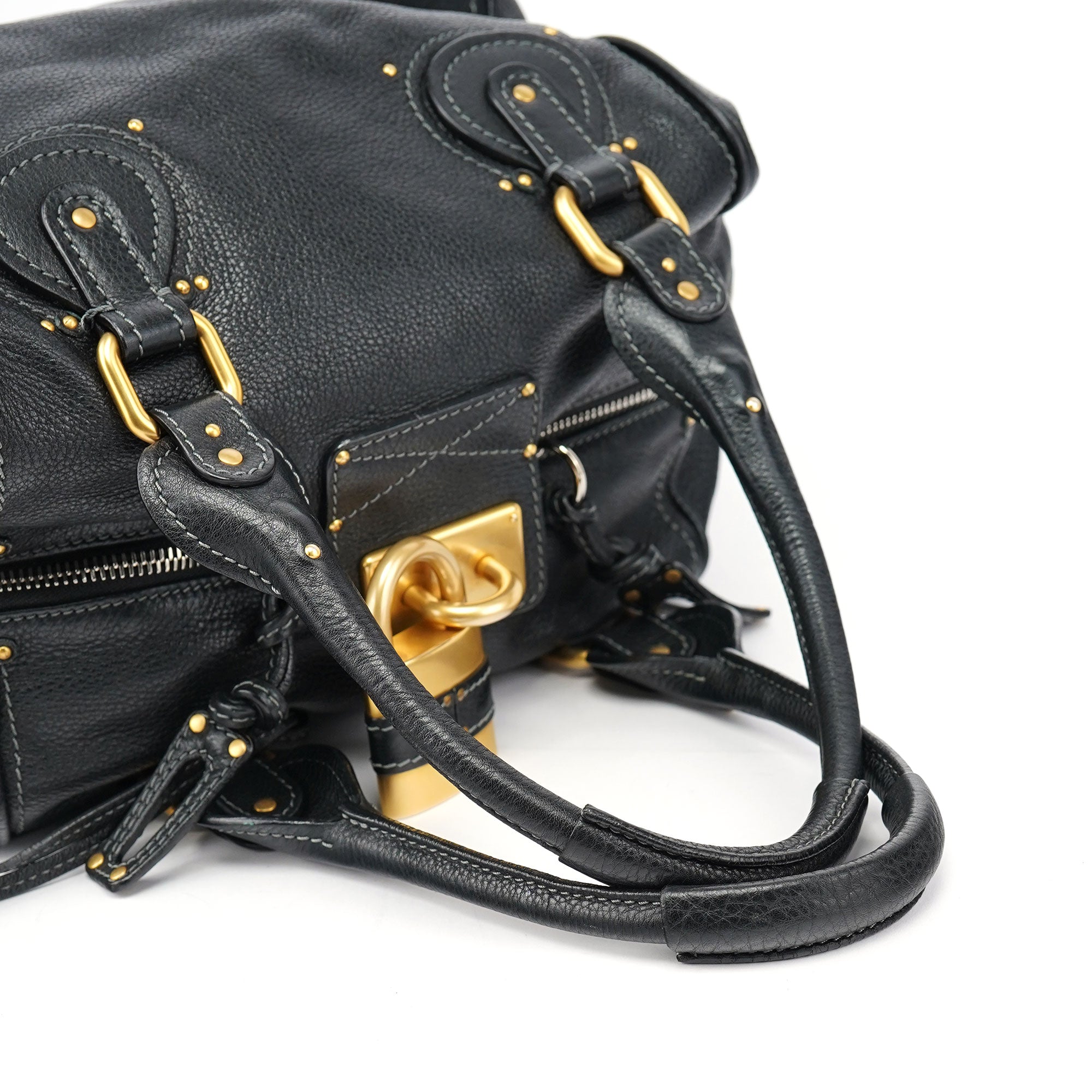 Black Leather Paddington Shoulder Bag
