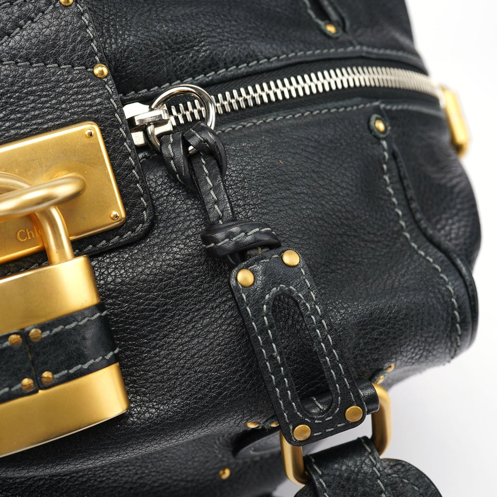Black Leather Paddington Shoulder Bag
