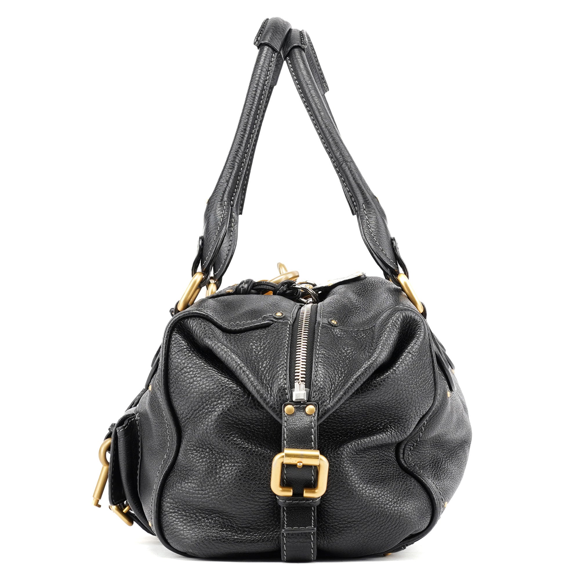 Black Leather Paddington Shoulder Bag