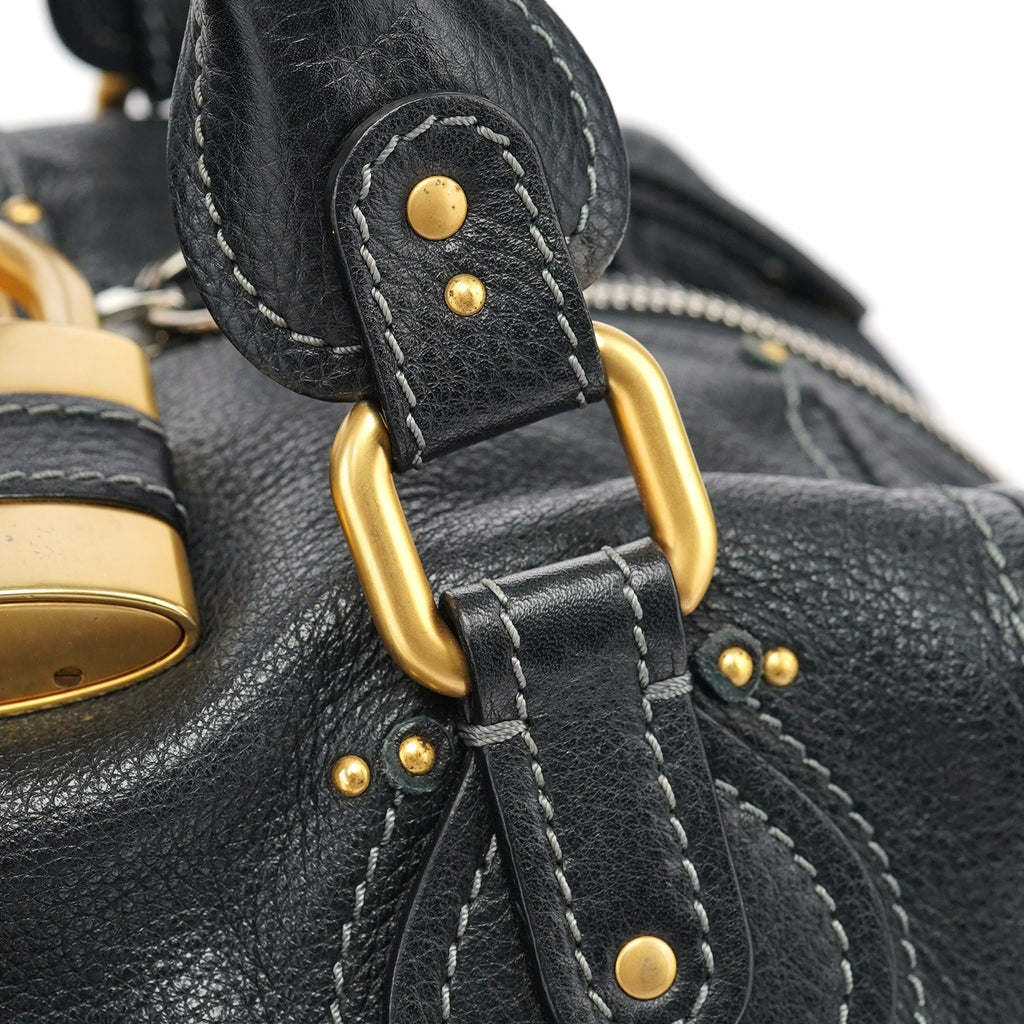 Black Leather Paddington Shoulder Bag