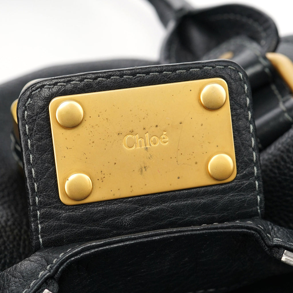 Black Leather Paddington Shoulder Bag