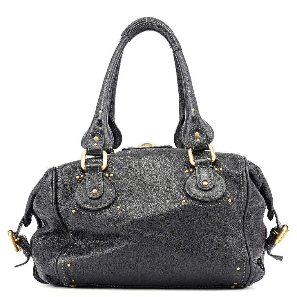 Black Leather Paddington Shoulder Bag