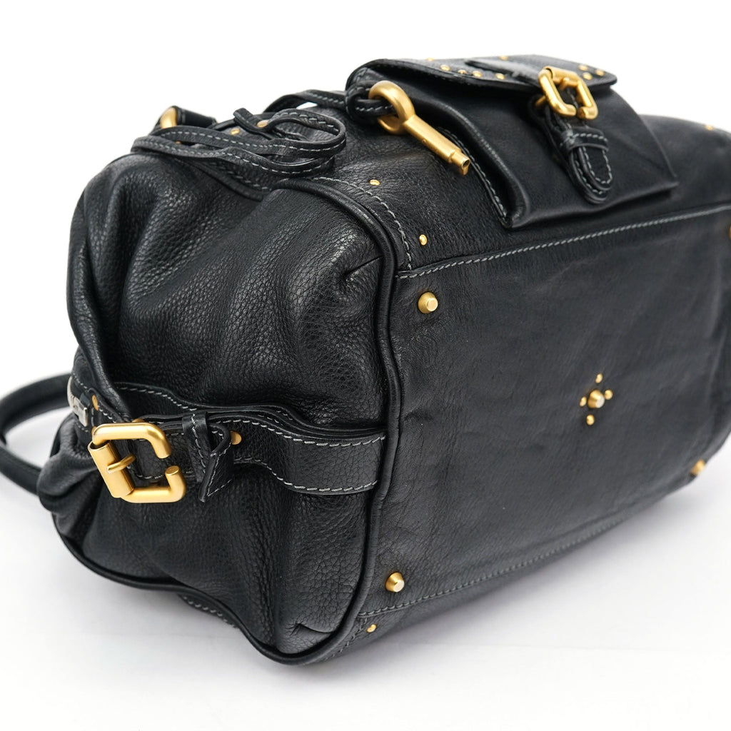 Black Leather Paddington Shoulder Bag