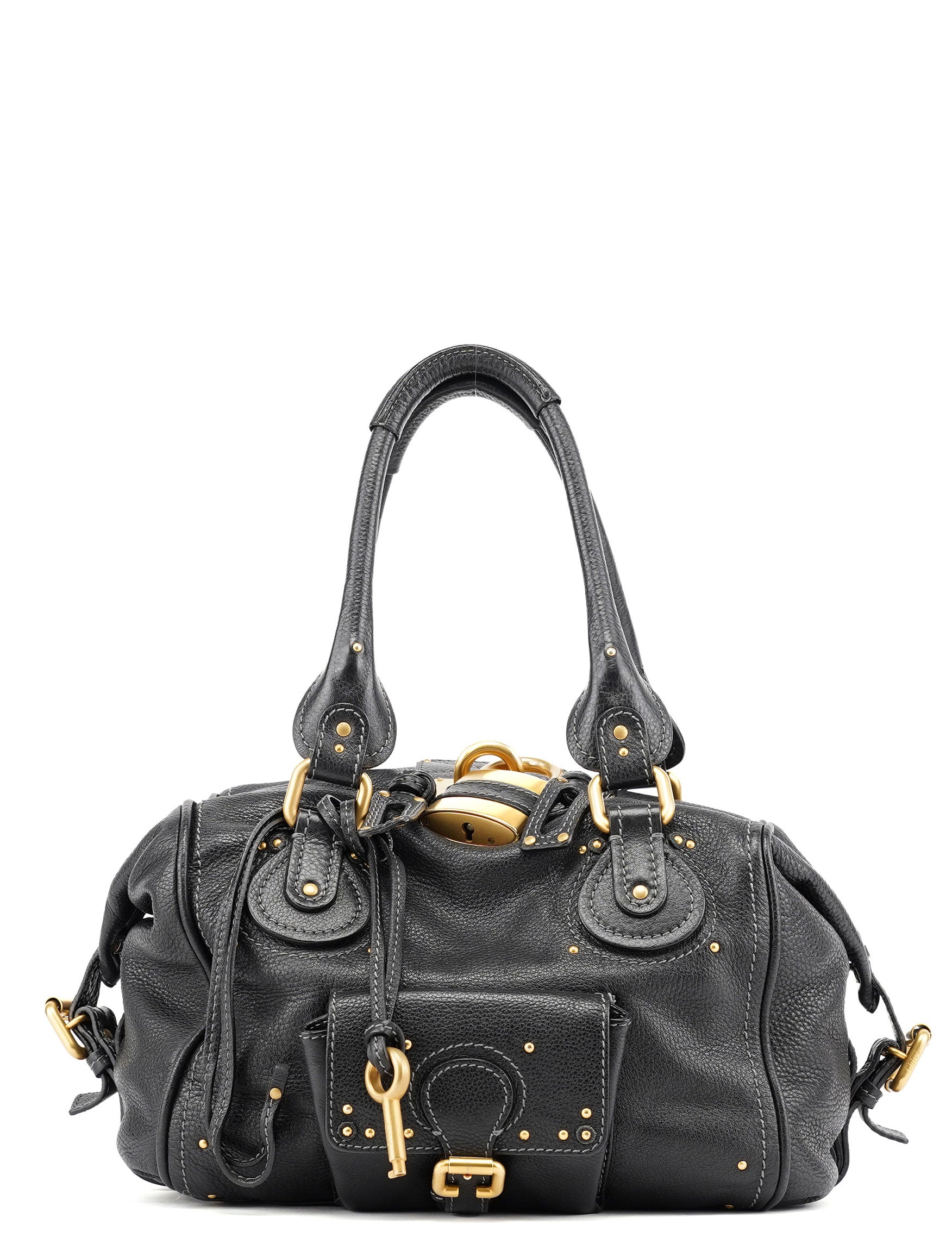 Black Leather Paddington Shoulder Bag