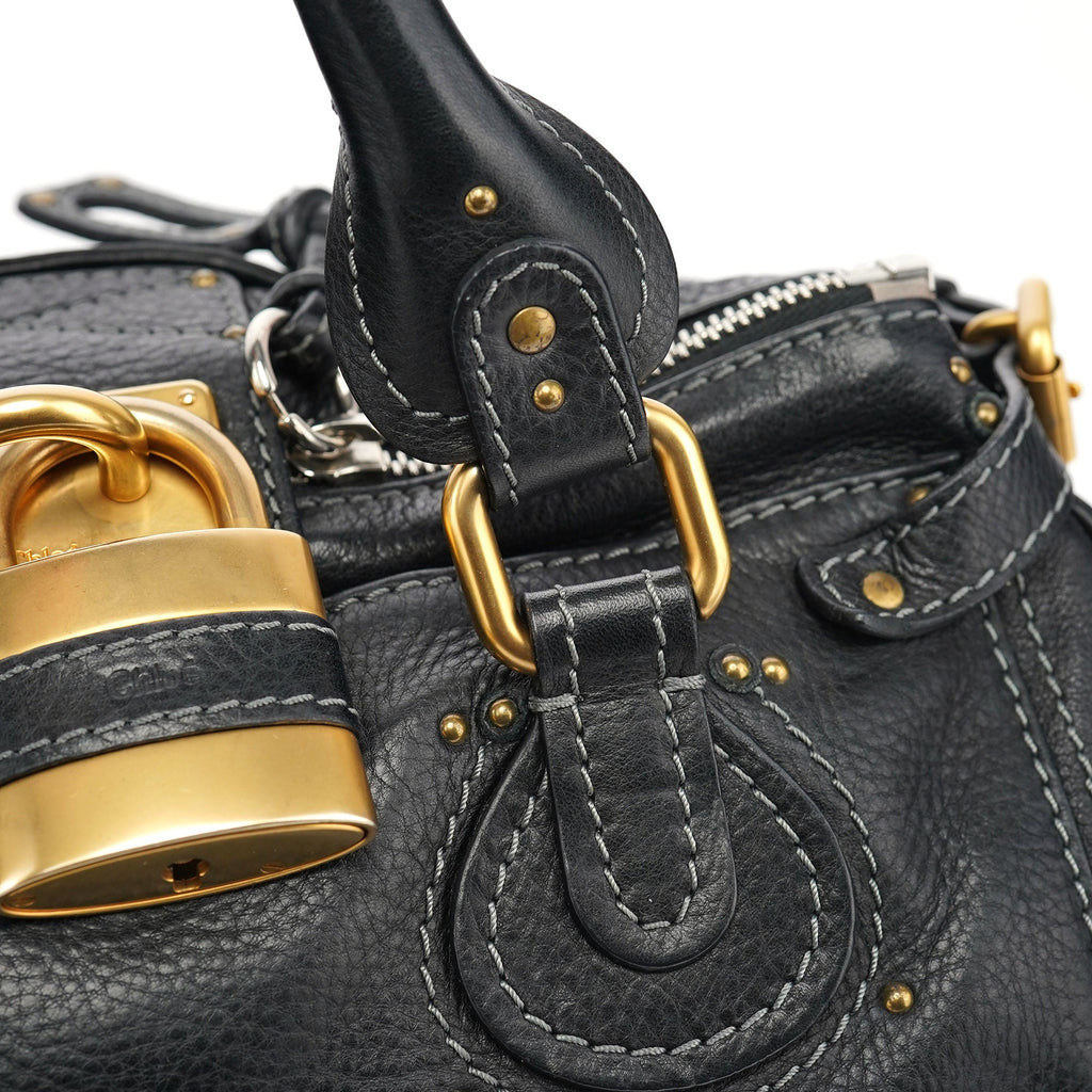 Black Leather Paddington Shoulder Bag