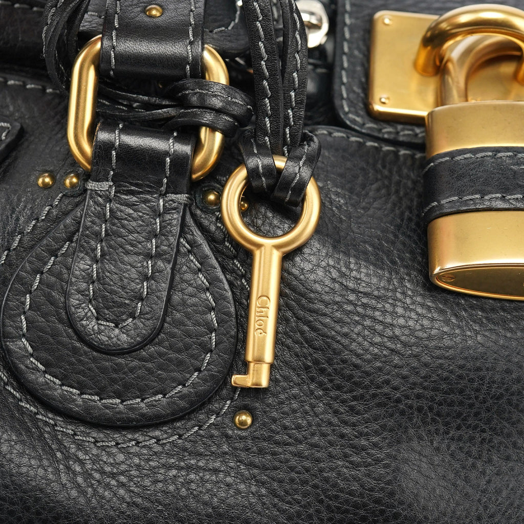 Black Leather Paddington Shoulder Bag