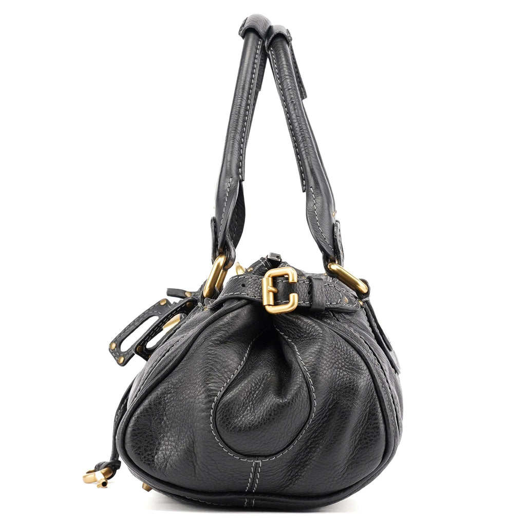 Black Leather Paddington Shoulder Bag
