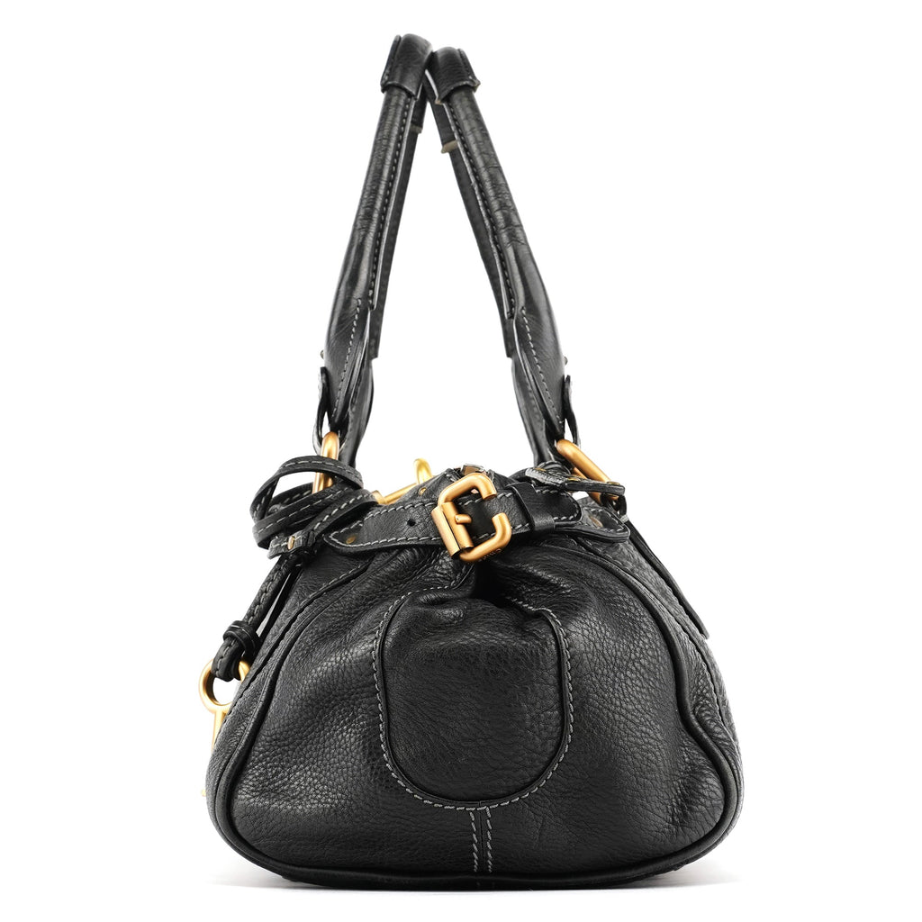 Black Leather Paddington Shoulder Bag