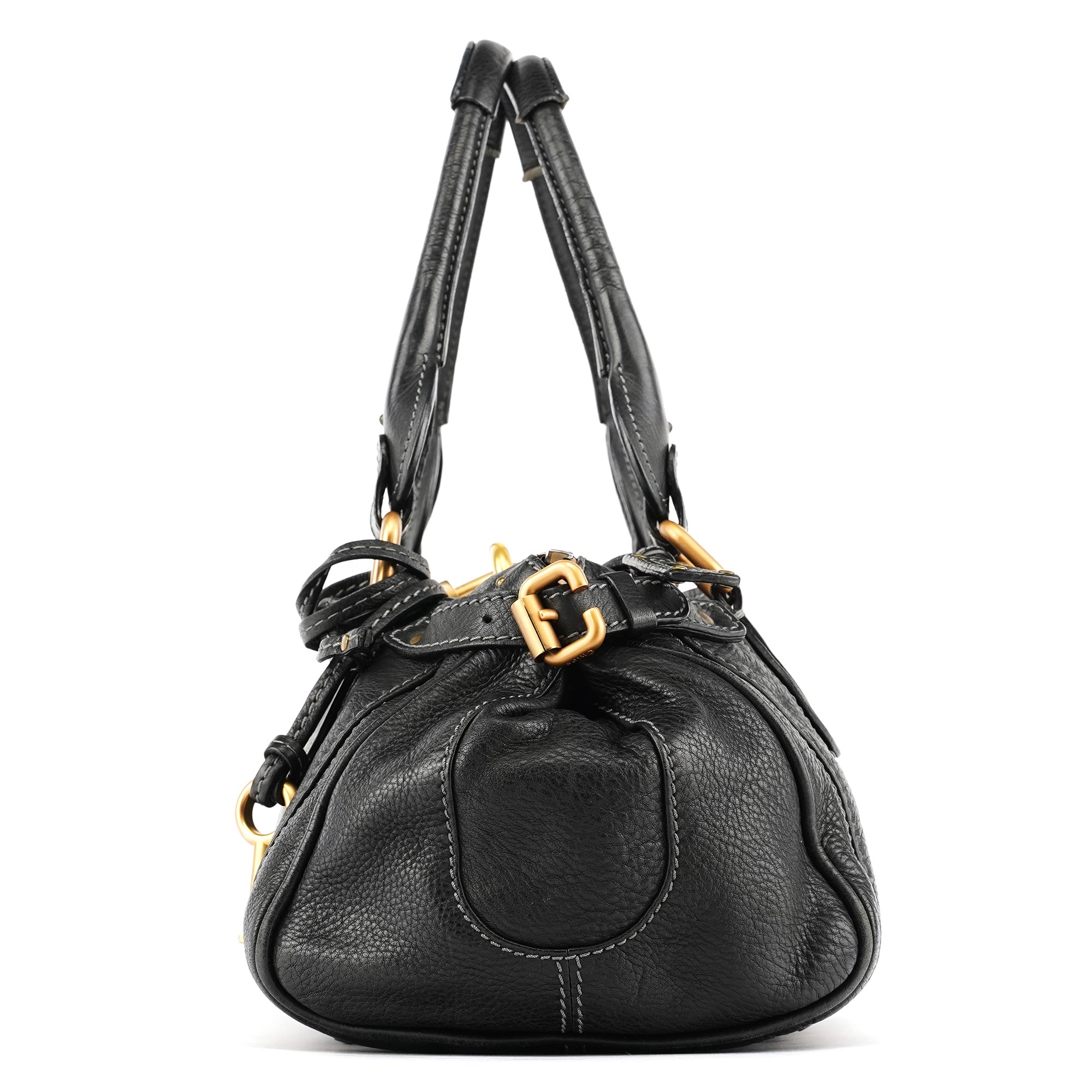 Black Leather Paddington Shoulder Bag