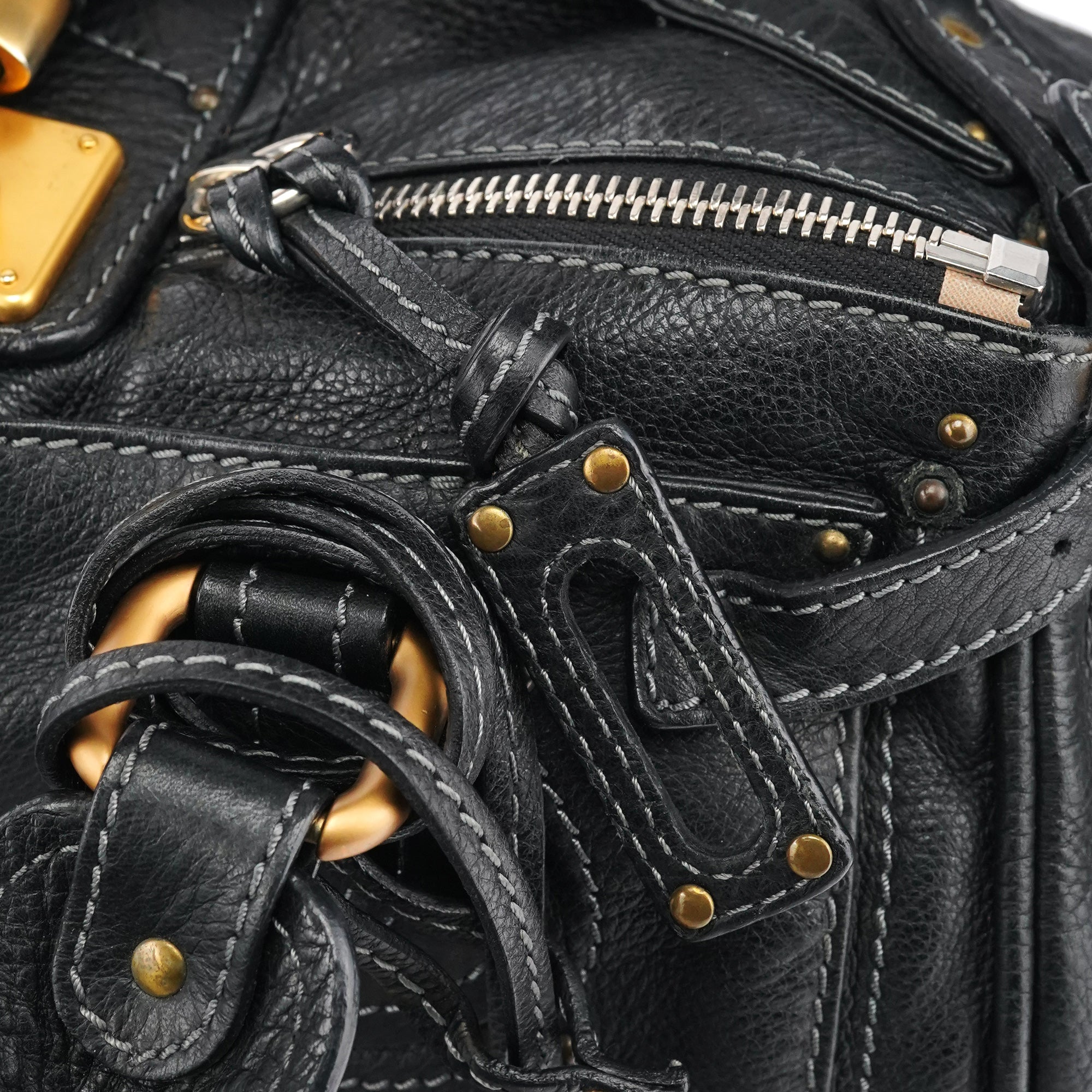 Black Leather Paddington Shoulder Bag