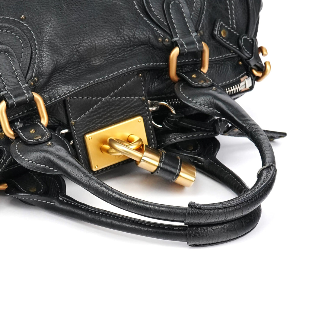 Black Leather Paddington Shoulder Bag