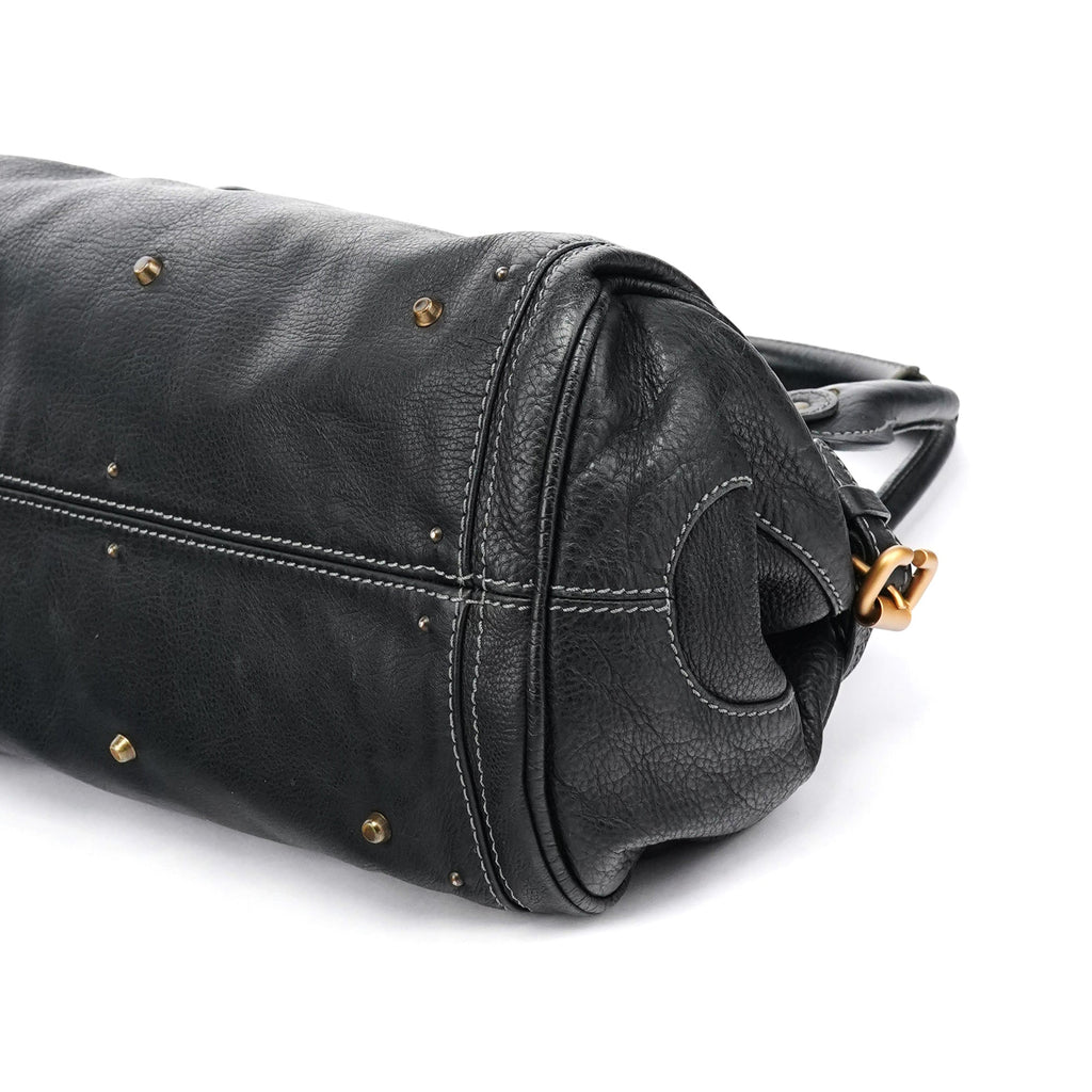 Black Leather Paddington Shoulder Bag