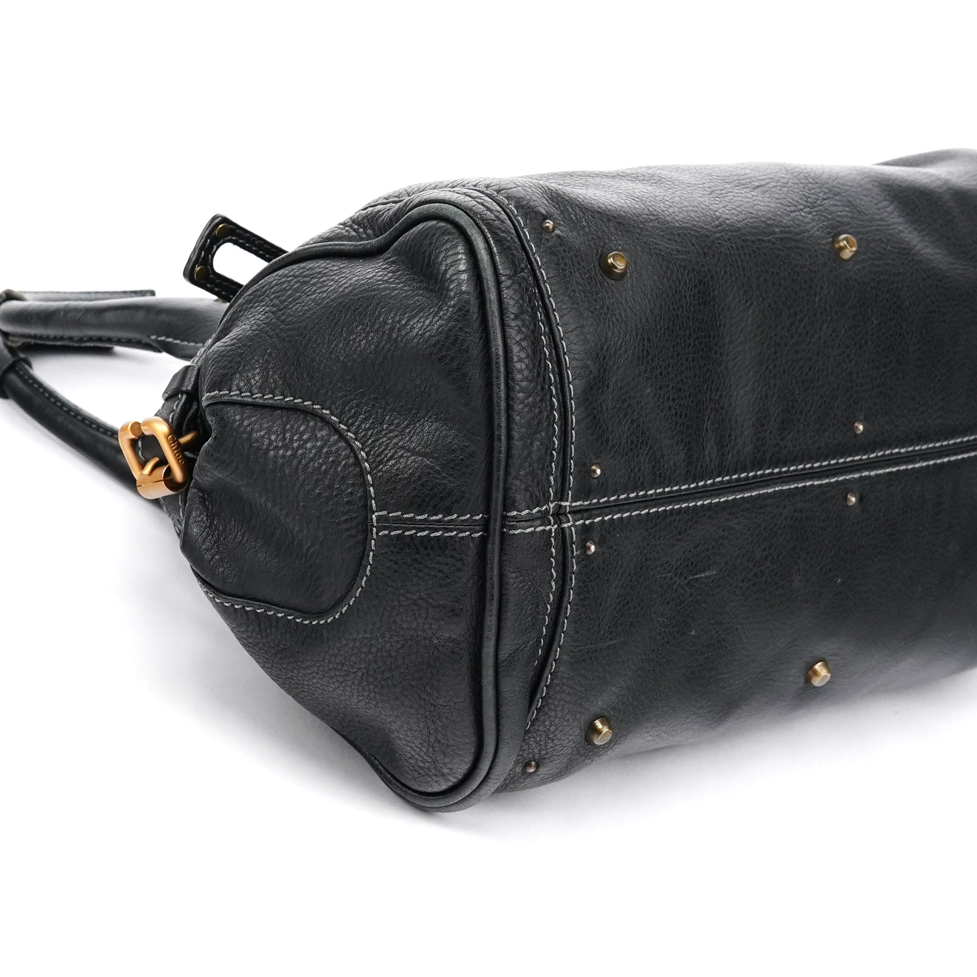 Black Leather Paddington Shoulder Bag