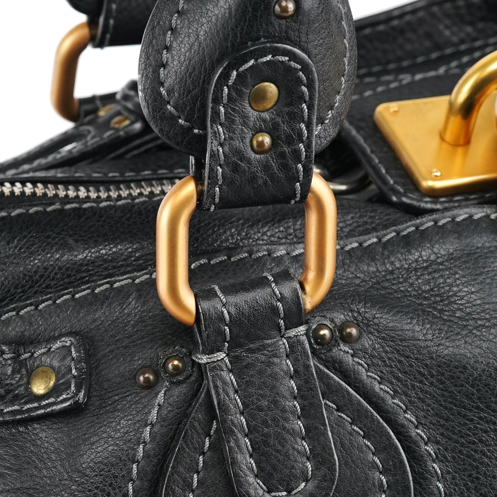 Black Leather Paddington Shoulder Bag