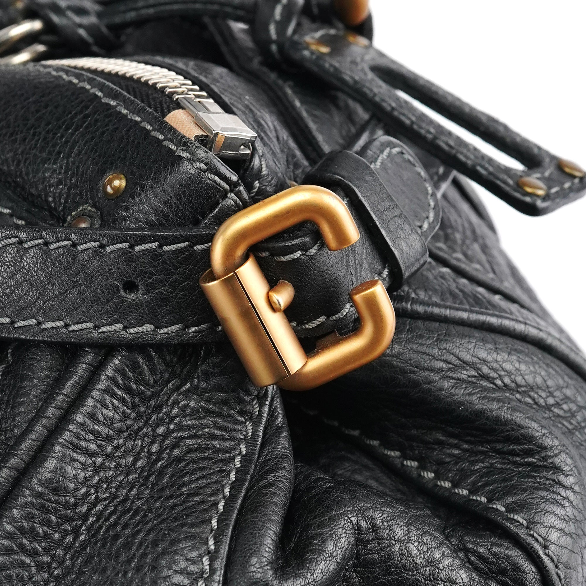 Black Leather Paddington Shoulder Bag